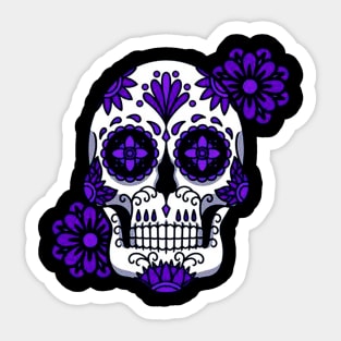 Purple Floral Sugar Skull Flowers Sticker